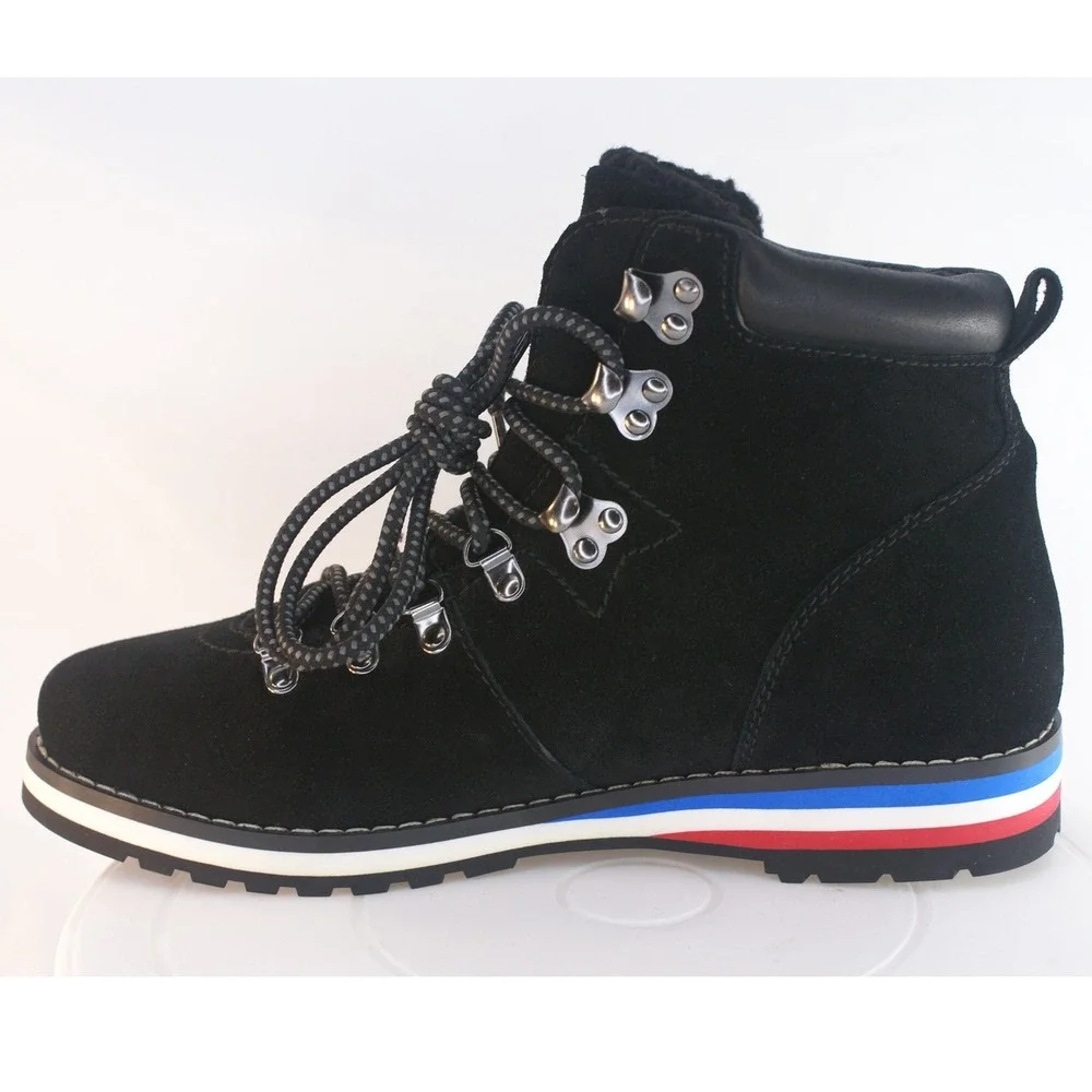 Blondo Regan Waterproof Suede Hiking Boots Black Faux Fur Lined Womens 8M